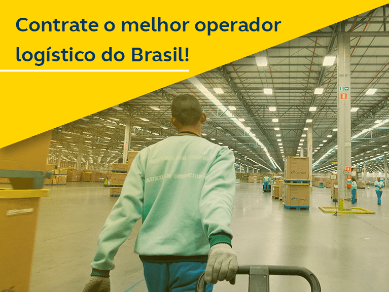 Banner - Contrate o melhor operador logístico do Brasil! - Homem puxando carretinha com encomendas